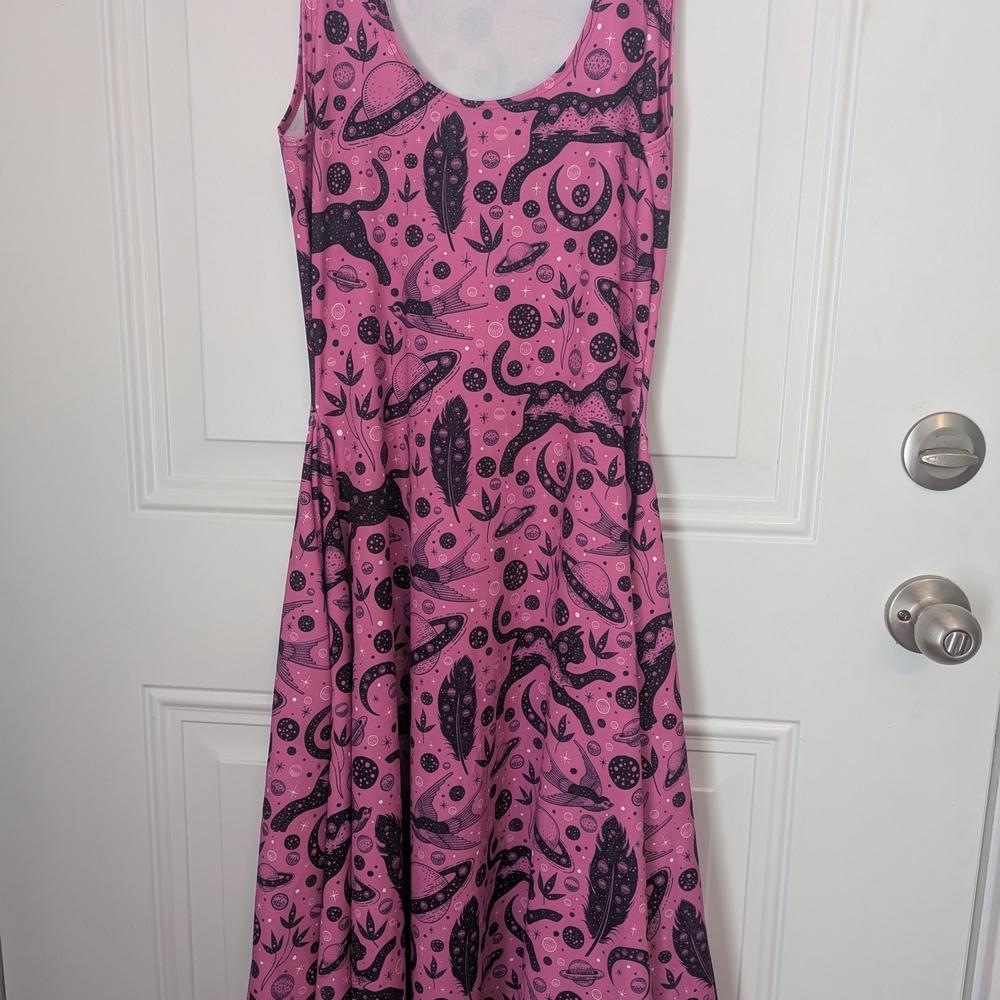 Elhoffer Design Pink and Black Sleeveless Midi Dress